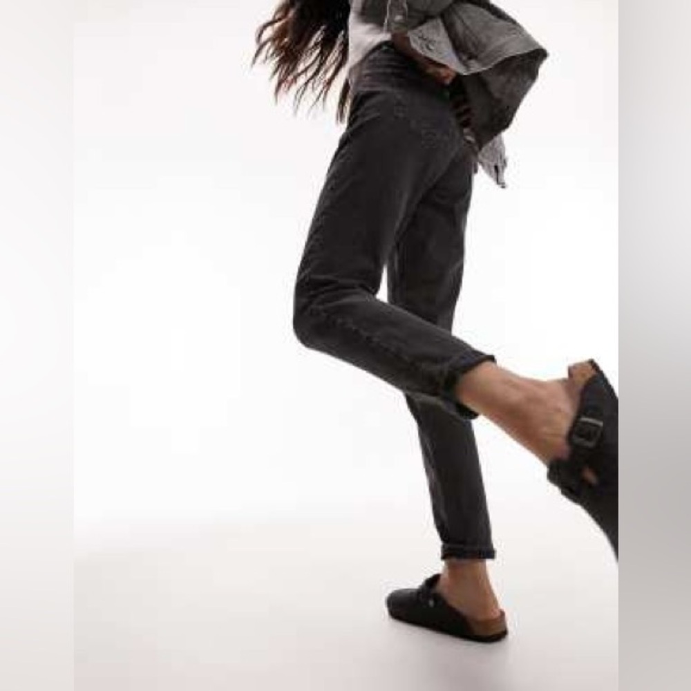 Topshop Original Mom Jeans - Washed Black